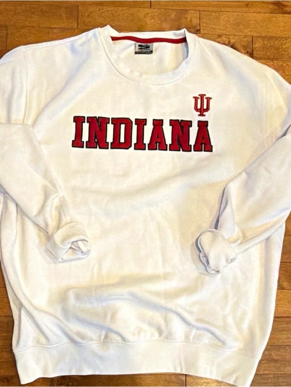 Stadium Athletics White Crewneck with Red Trim